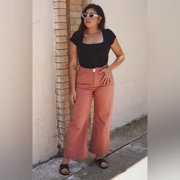 Whimsy & Row Flora Wide Leg Pant in Terracotta Pink - Picture 6 of 13